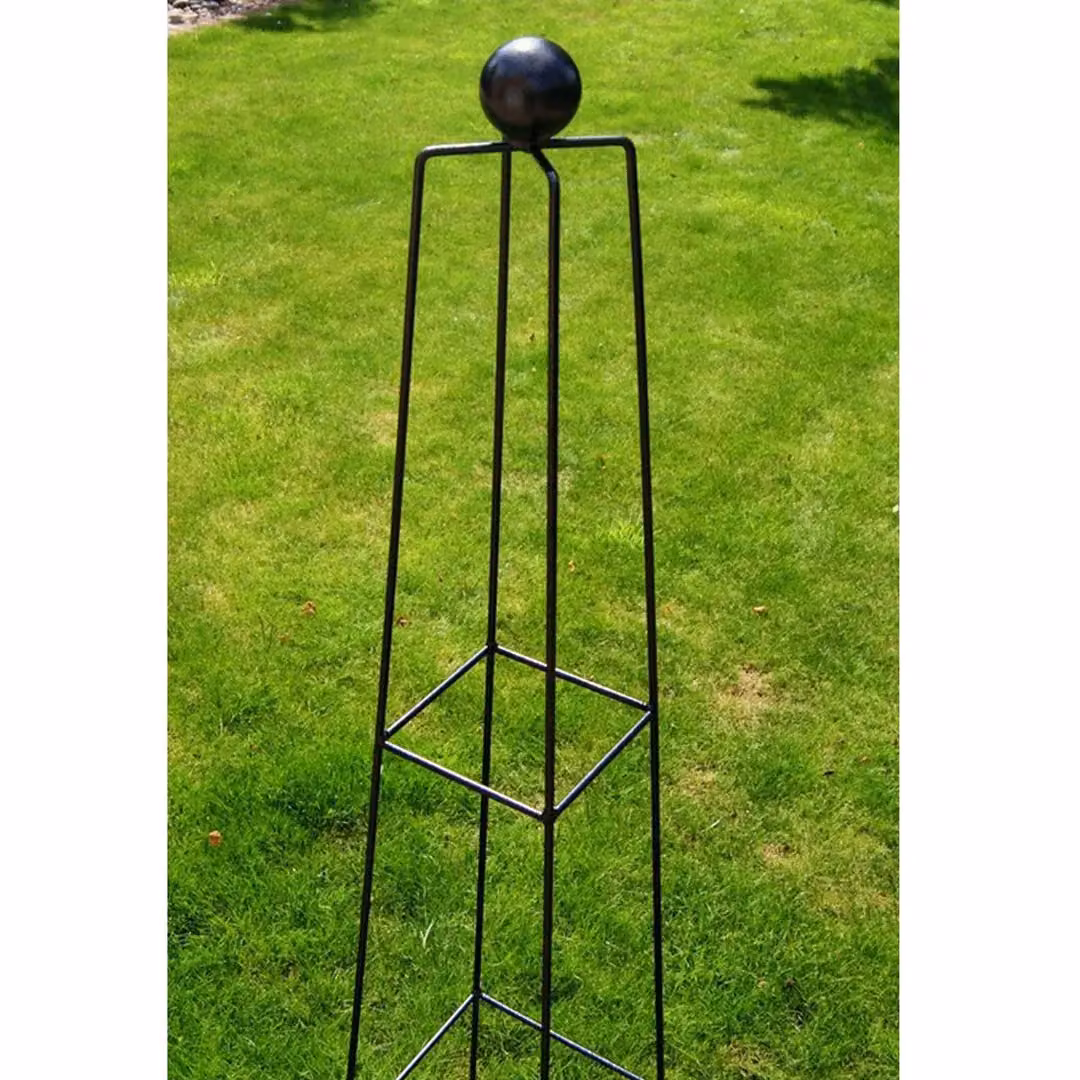 Poppyforge Classic Steel Obelisk Plant Support in Black, W/D/H: 32.0 x 32.0 x 182.9 cm – 2