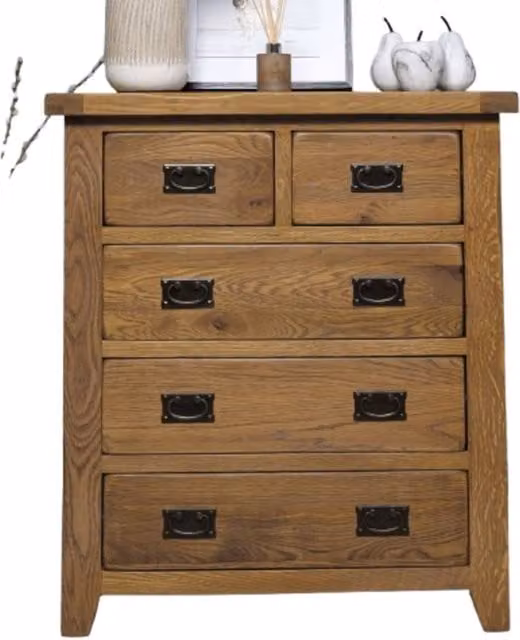 Elm Home And Garden Rustic Oak Wide Chest of 2+3 Drawers in Light Oak