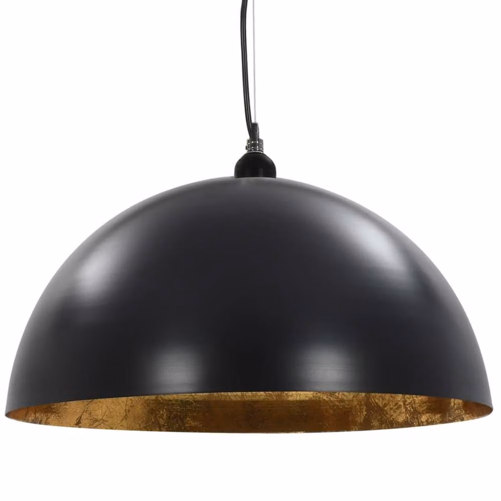 Berkfield Home Set of 2 Modern Semi-spherical Metal Ceiling Lamps in Black and Gold, Diameter: 50 cm, E27 – 4