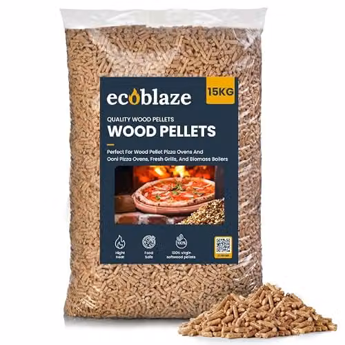 Ecoblaze Premium Wood Pellets, 15 kg, Sustainable Biomass Fuel for Pizza Ovens, BBQs and Smokers – 1