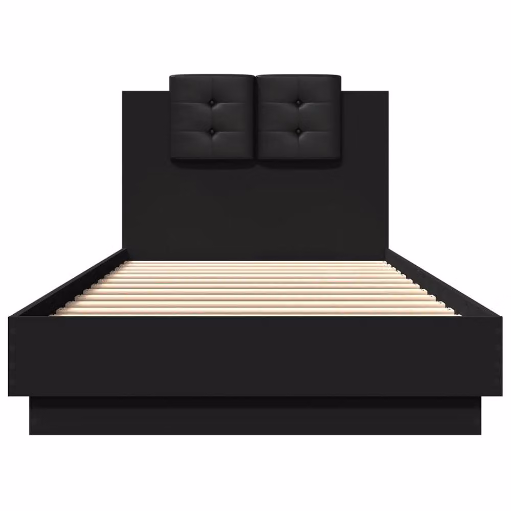 Berkfield Home Modern Upholstered Bed Frame in Black, W/D/H: 100 x 200 cm – 4
