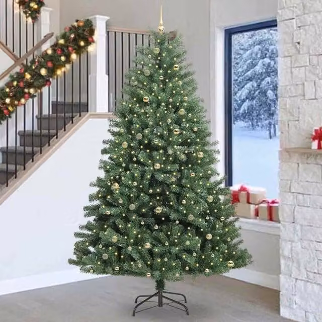 Berkfield Home Artificial Hinged Christmas Tree in Green, Height: 270 cm