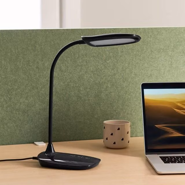 Wyld and Coco Black LED Office Desk Lamp with Adjustable Arm, Stepless Dimmer and 3 CCT Modes – 1