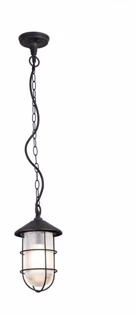 Faro Honey Black Metal and Glass Suspended Outdoor Garden Lantern