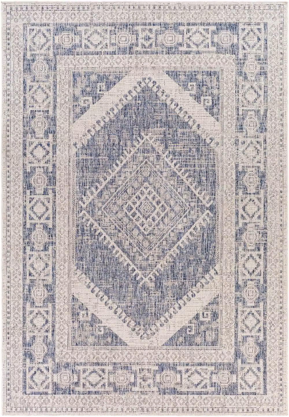 Livabliss Tuareg Vintage In- & Outdoor Rug in Blue, Grey and White, W: 200 cm, D: 275 cm – 2