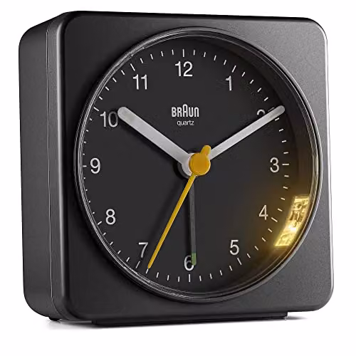 Braun Classic Analogue Alarm Clock with Snooze and Light in Black – 8
