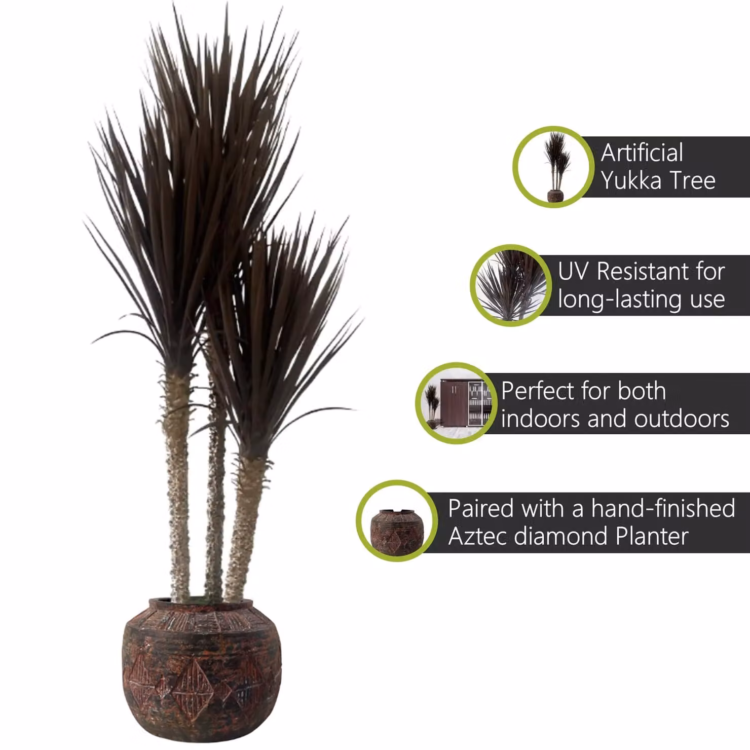 Pegdev 155cm Artificial Yucca Tree with UV Resistant Spiky Leaves in Red Planter, Height: 155 cm, Width: 60 cm, Depth: 60 cm – 2