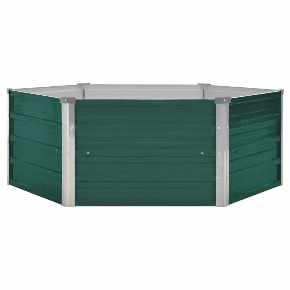 Berkfield Home Raised Garden Bed in Green Galvanised Steel, W/D/H: 129 x 129 x 46 cm – 3