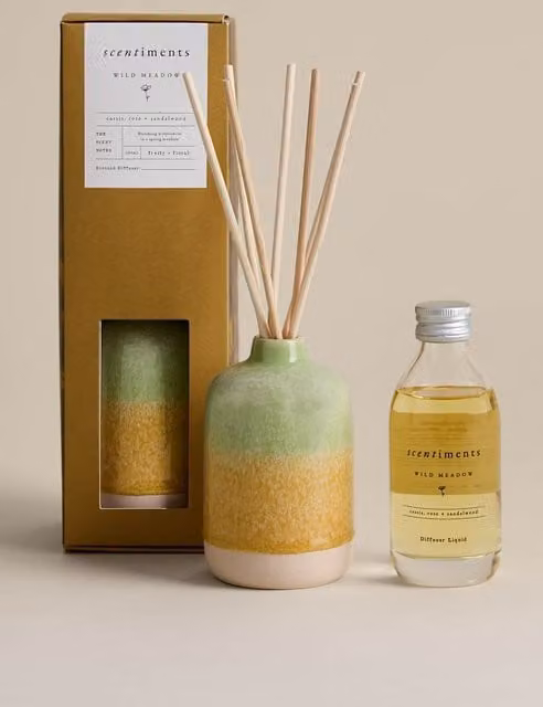 Scentiments™ Wild Meadow Reed Diffuser, 150ml, Multicolour Ceramic Tabletop Floral and Fruity Scent