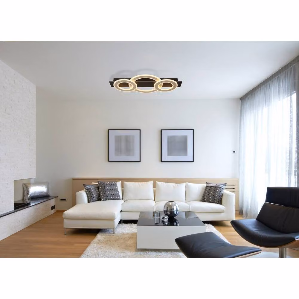 Netlighting Jayden 3 Ring Semi Flush Ceiling Light in Matt Black with 3x LED Warm White 3000K – 3