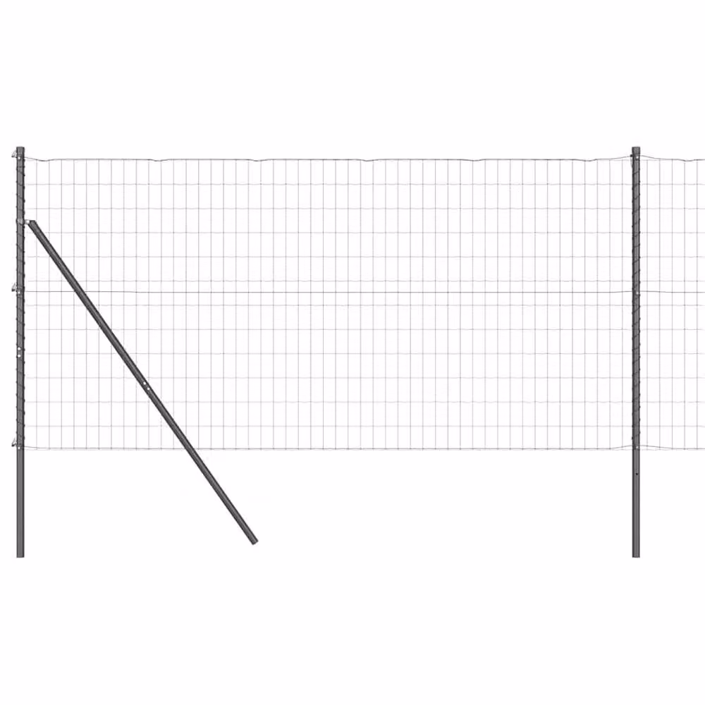 Berkfield Home Euro Fence with 7 Round Posts, Grey Galvanised Steel, W: 10 m, H: 1 m – 2