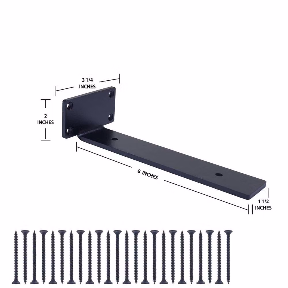 Kelvenix Matt Black Steel Floating Scaffold Shelf with 4 Brackets, W: 100 x 52 cm – 2