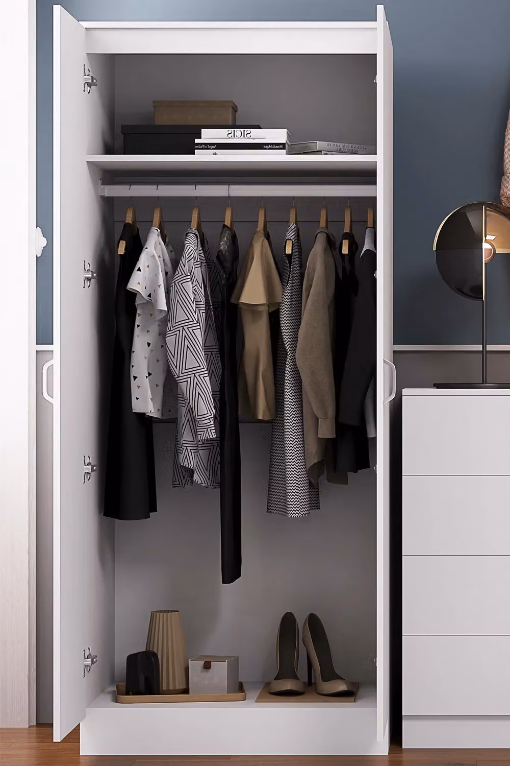 FWStyle Tunis 2 Door Double Wardrobe in Matt White Finish – 3