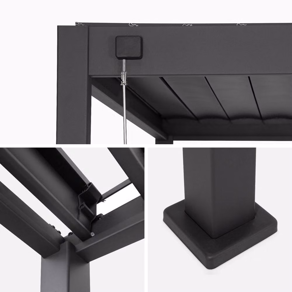 sweeek Aluminium Louvered Pergola in Dark Grey, W: 400 cm, D: 300 cm, H: 257 cm – 3