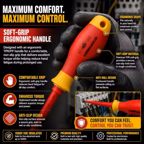Lumberjack 13 Piece Red VDE Insulated Electrician Screwdriver Set – 3