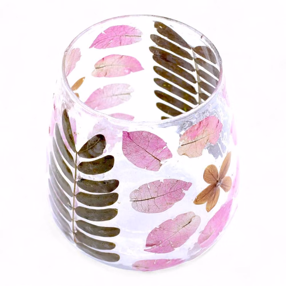 Serenityy Primavera Glass Vase Candle Holder with Dried Flowers, Clear, H 12 cm x W 11 cm – 3