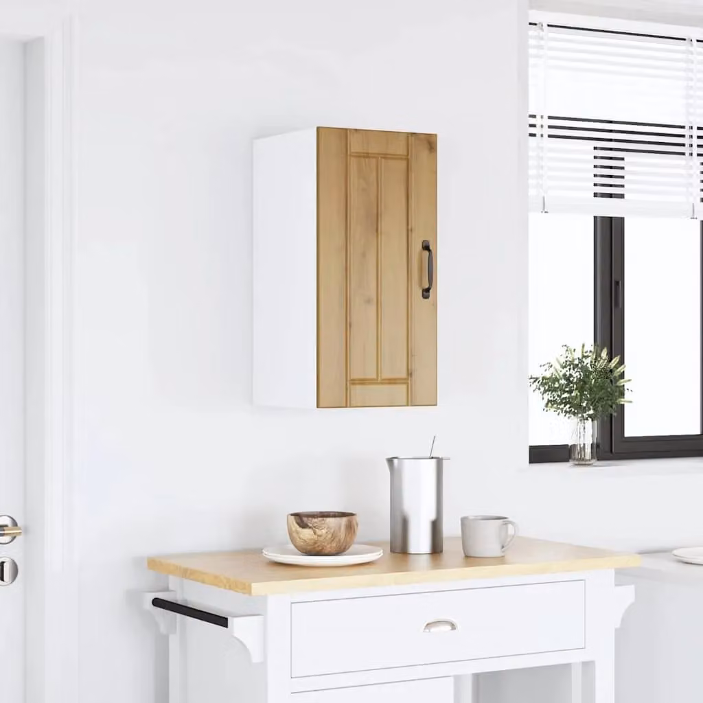 Berkfield Home Lucca Artisan Oak Kitchen Wall Cabinet in Brown with Glass Doors – 2
