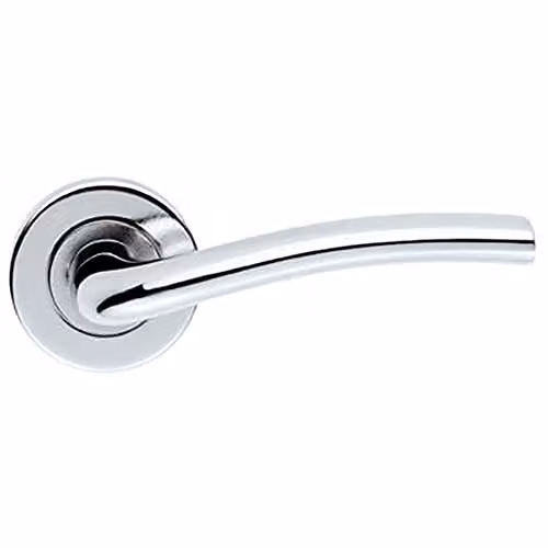 Loops Pair of Raised Lever Door Handles with Smooth Edges and Concealed Fix Round Rose in Polished Chrome