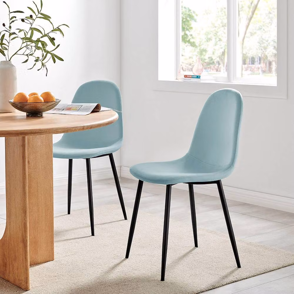 Bravich LTD Set of 2 Blue Velvet Upholstered Dining Chairs with Metal Legs – 2