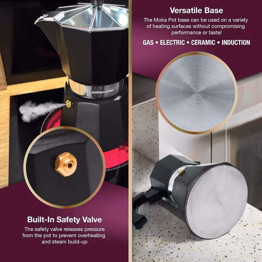 Andrew James Stove Top Moka Pot in Black – 5