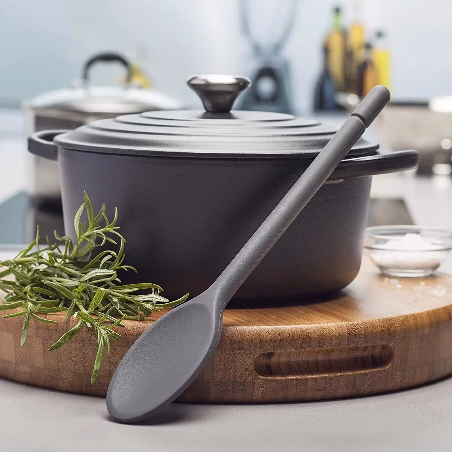 Zeal Traditional Silicone and Stainless Steel Oval Cook's Spoon, 30 cm, Grey – 2