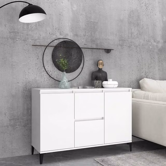 Berkfield Home White Industrial Sideboard in Matt MDF and Metal, W/D/H: 104 x 35 x 70 cm – 1