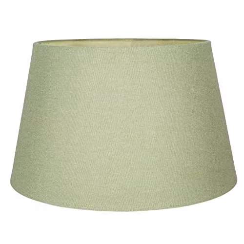 Happy Homewares Classic Cylinder Fabric Drum Lampshade in Green and White, Diameter: 30 cm – 1