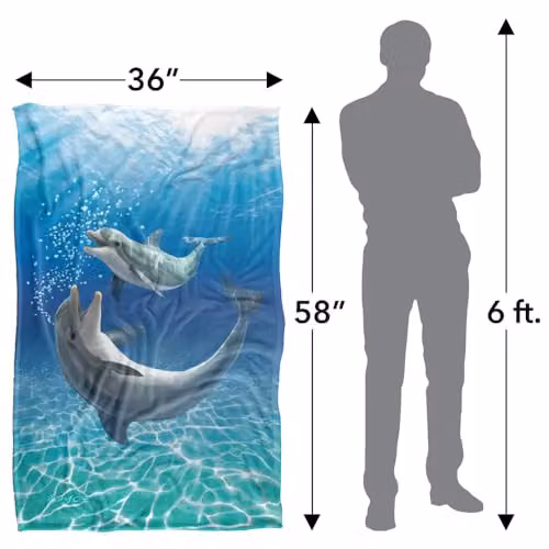 JQ Licensing Royce Mcclure Dolphin Bubbles Silky Touch Super Soft Fleece Throw Blanket, Blue Multicolour, W: 91 cm, D: 147 cm – 2