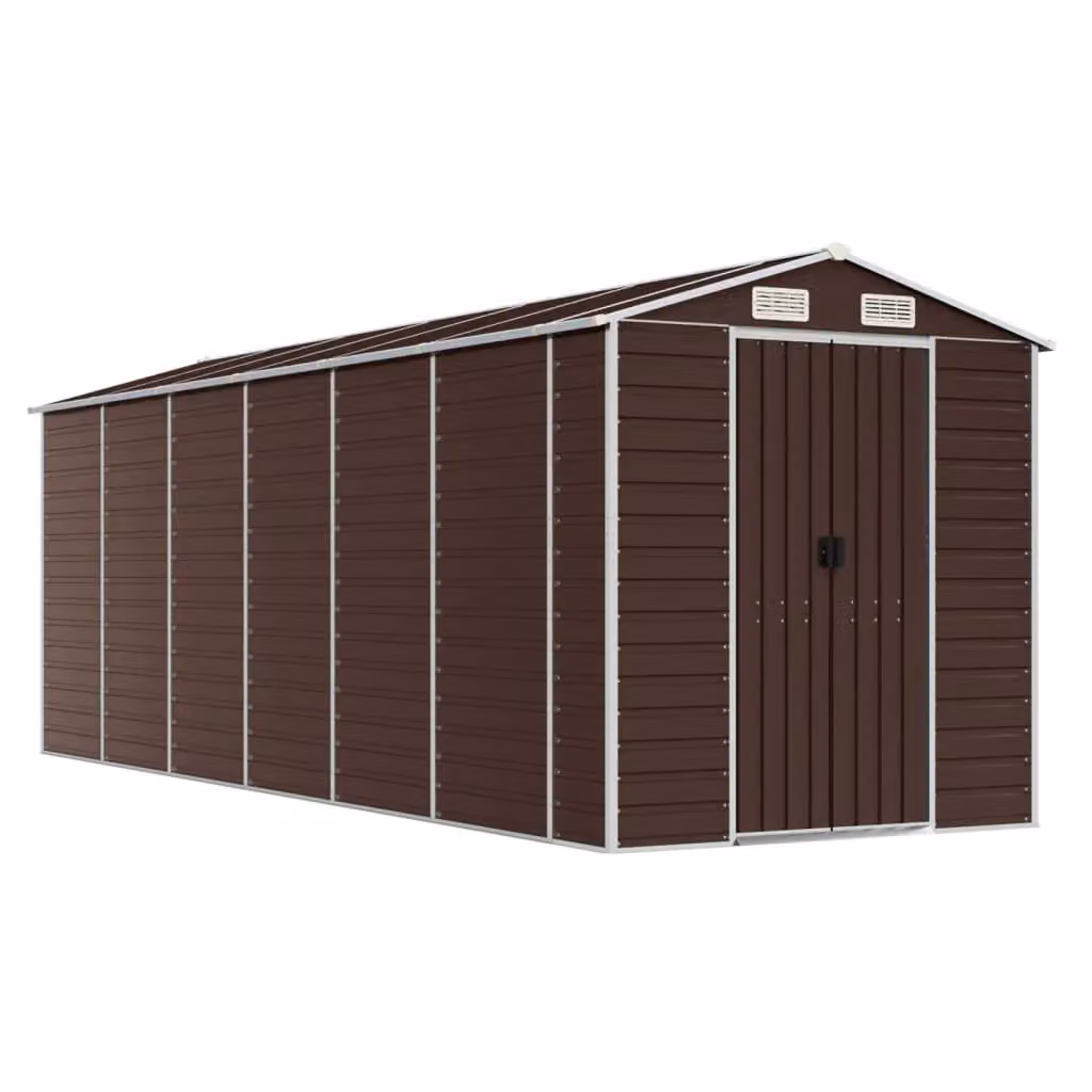 Berkfield Home Brown Galvanised Steel Garden Shed W/D/H: 191 x 555 x 198 cm – 2