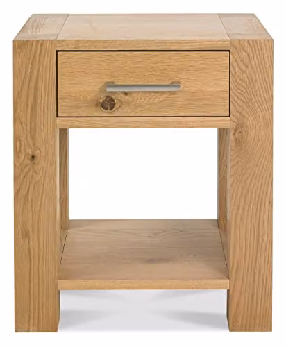 Bentley Designs Turin Light Oak Lamp Table with Drawer, Brown, W/D/H: 41 x 41 x 55 cm – 3