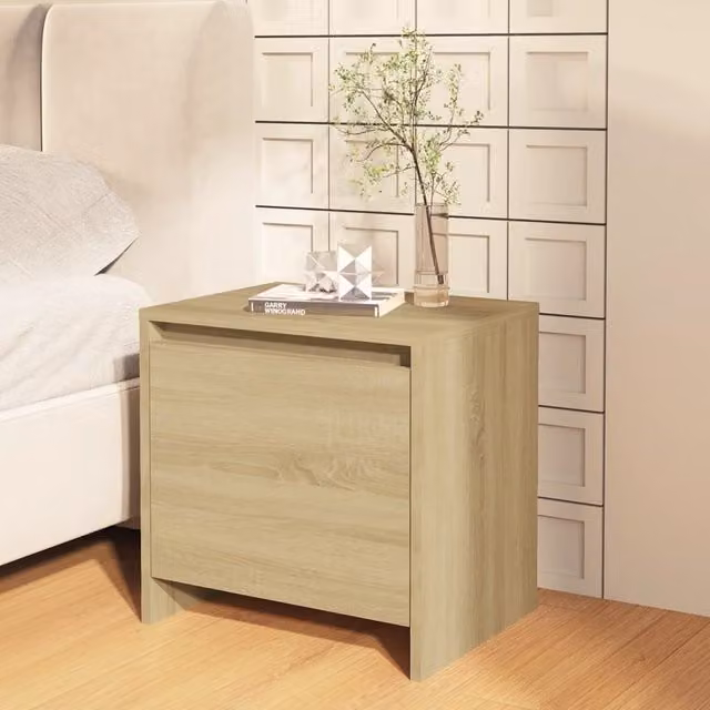 Berkfield Home Sonoma Oak Bedside Cabinet in Beige, W/D/H: 45 x 34 x 44.5 cm