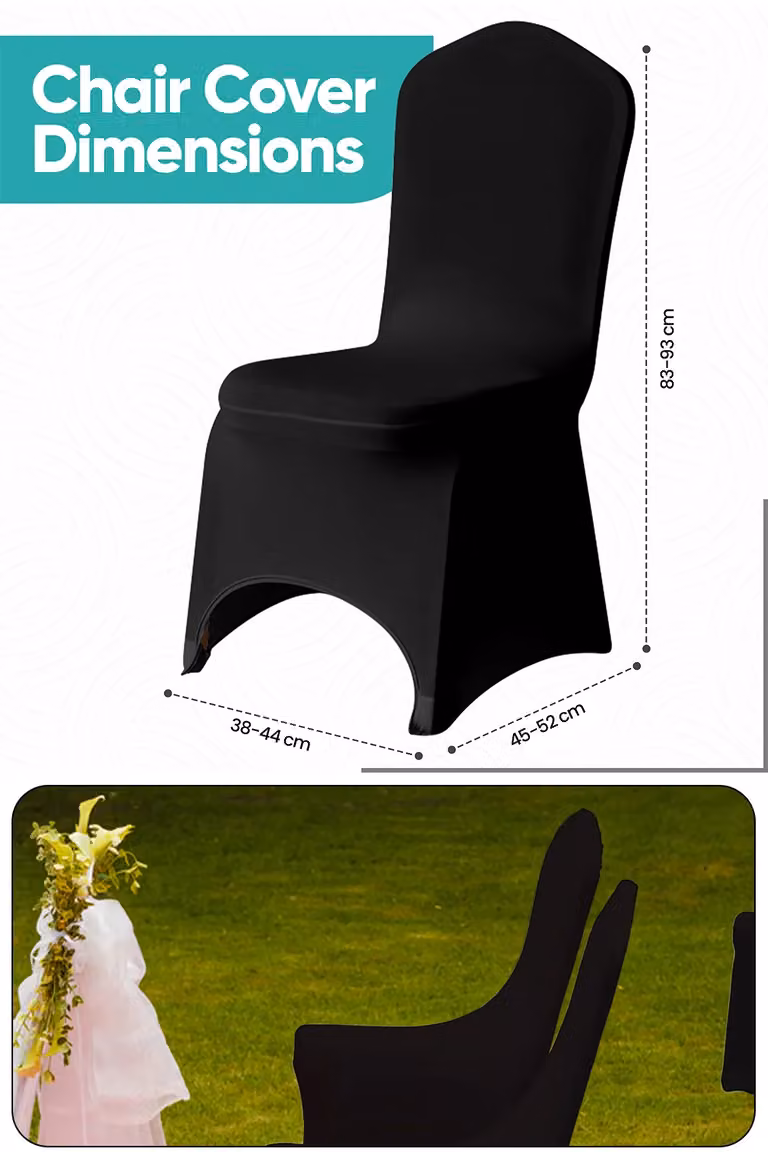 Neel Blue Spandex Arched Front Dining Chair Slipcovers in Black and Blue, Stretchable and Washable Fabric