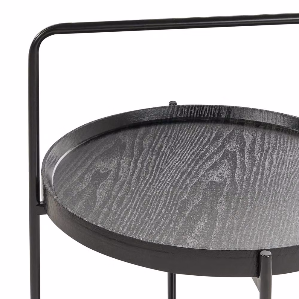 Wyld and Coco Two-Tier Round Side Table with Black MDF Top and Metal Frame, Diameter: 45 cm, Height: 64 cm – 3
