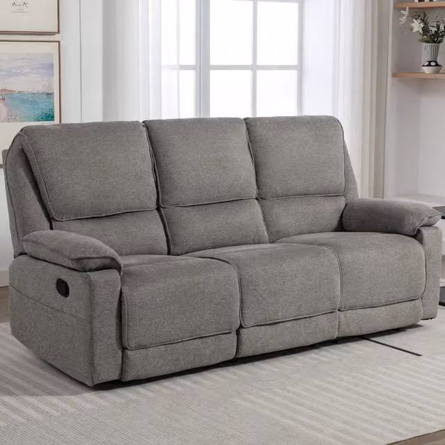 More4Homes Sydney 3-Seater Manual Recliner Sofa in Grey Fabric