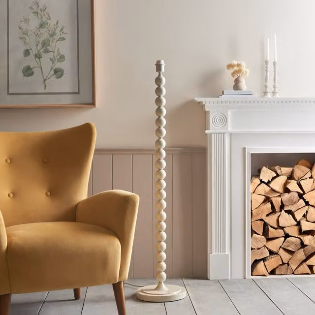 Higgledy Modern Floor Lamp Base Only in Gloss Almond White, Height: 132 cm