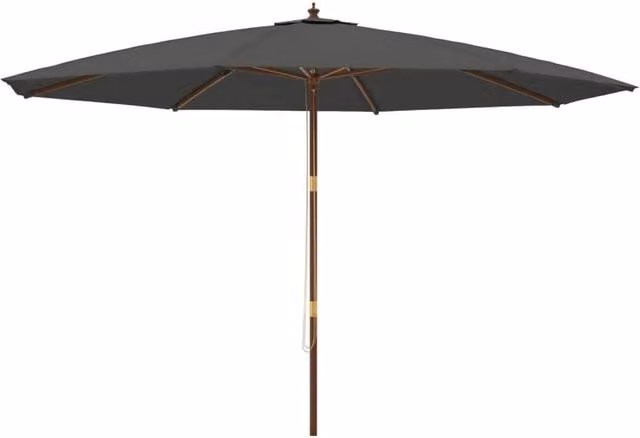 Berkfield Home Garden Parasol with Wooden Pole in Anthracite Grey, W: 400 cm, H: 273 cm – 1