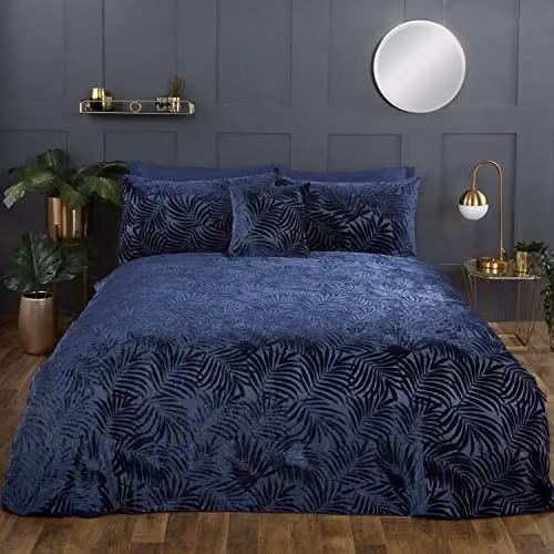 Rapport Home Paloma Velvet Floral Duvet Cover Set, Blue, W: 180 cm x L: 200 cm