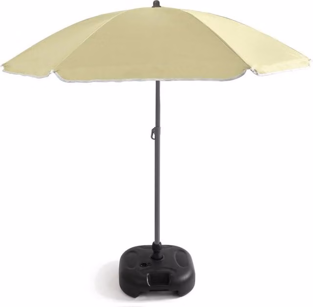 Solterra 2.4m Garden Parasol with Base in Beige with UPF 50+ Protection – 1