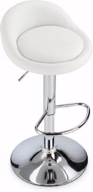 netfurniture Gaor Adjustable Breakfast Bar Stool with Padded White Faux Leather Seat