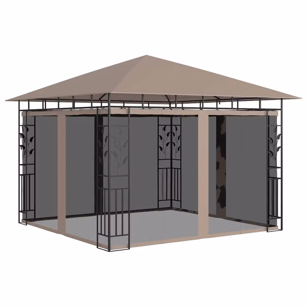 Berkfield Home Gazebo with Mosquito Net in Beige, W/D/H: 300 x 300 x 273 cm – 2