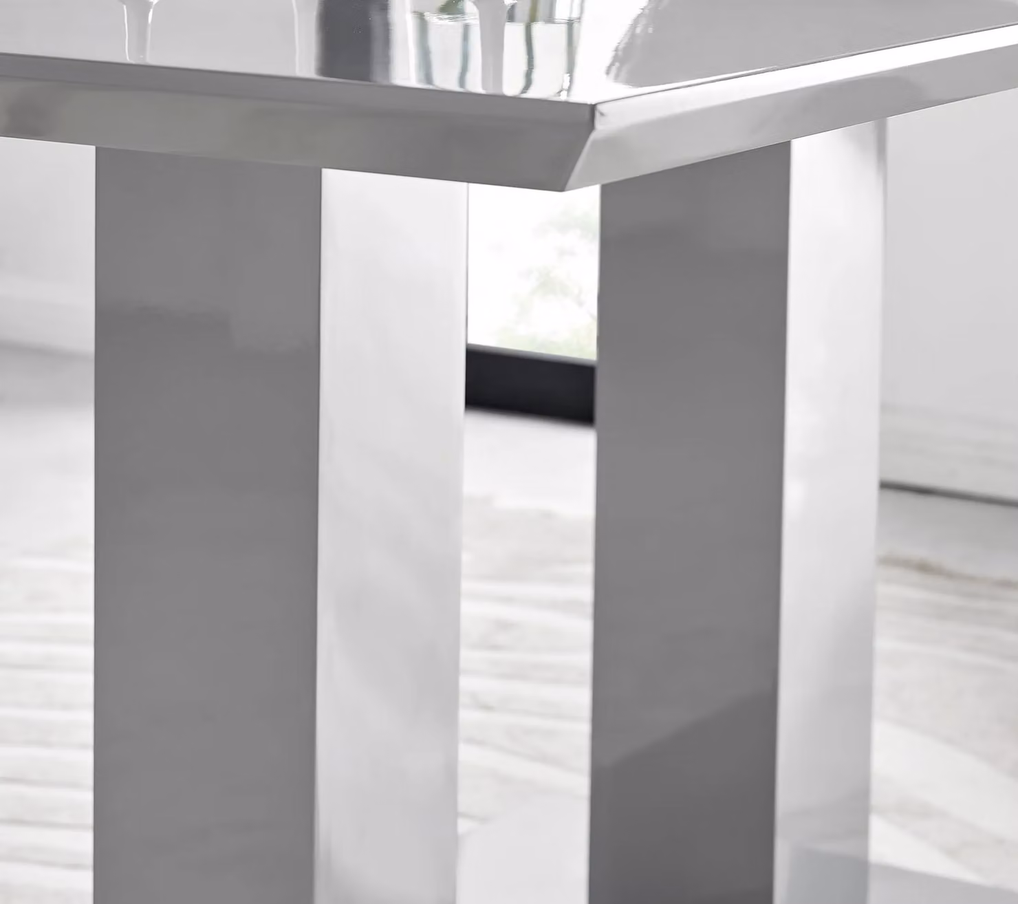 FurnitureboxUK Imperia High Gloss Grey Rectangular Dining Table and 6 Calla Black Leg Chairs, W/D/H: 150 x 90 x 75 cm – 2