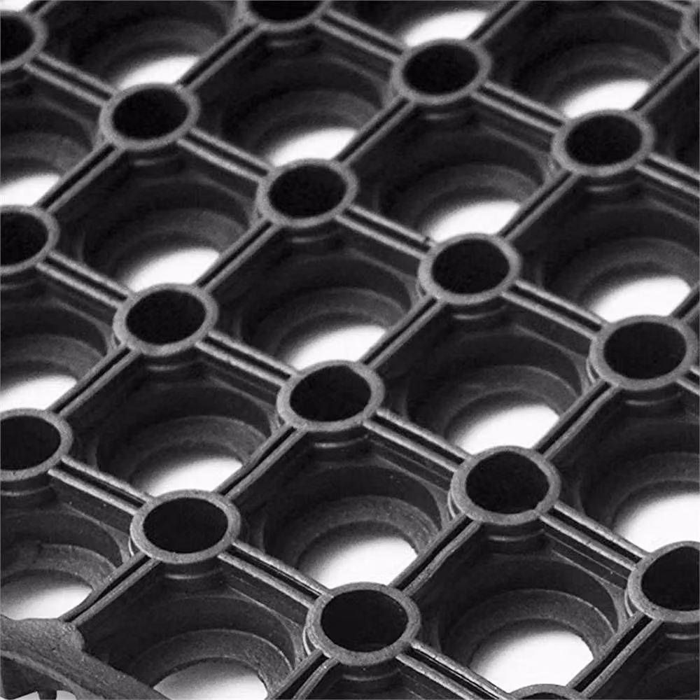 Nordara 4-Pack Industrial Non-Slip Round Rubber Door Mat in Black, W/D: 100 x 110 cm – 4