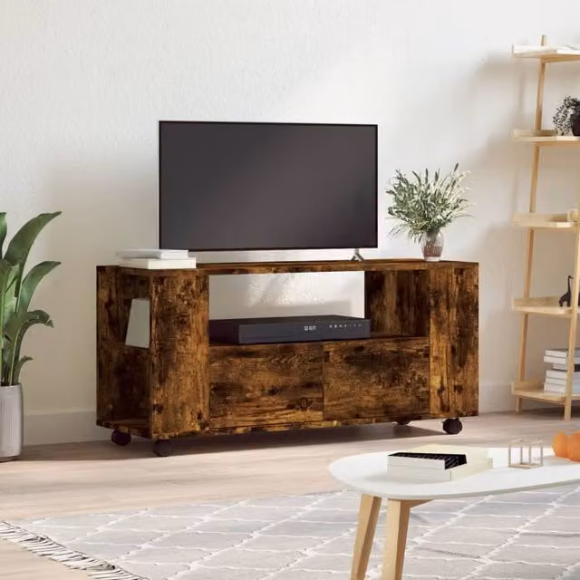 Berkfield Home Smoked Oak TV Cabinet in Brown, W/D/H: 102 x 34.5 x 43 cm