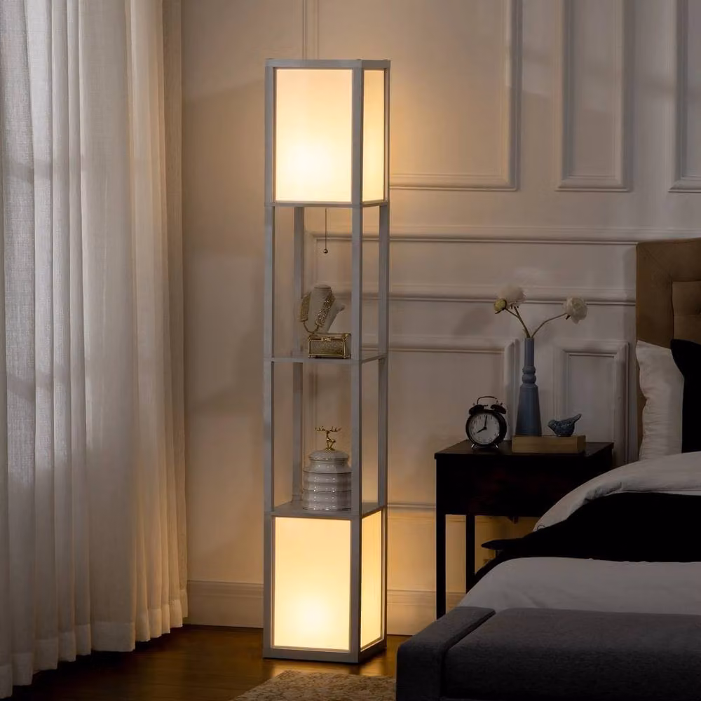 Havendro Modern White Dual Light Shelf Floor Lamp with Up and Down Lighting – 5