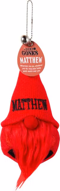 History & Heraldry Matthew Pre-personalised Lucky Gonk Mascot Keyring in Red