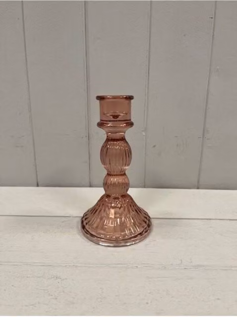 KDMD Medium Pink Rose Decorative Glass Taper Candle Holder