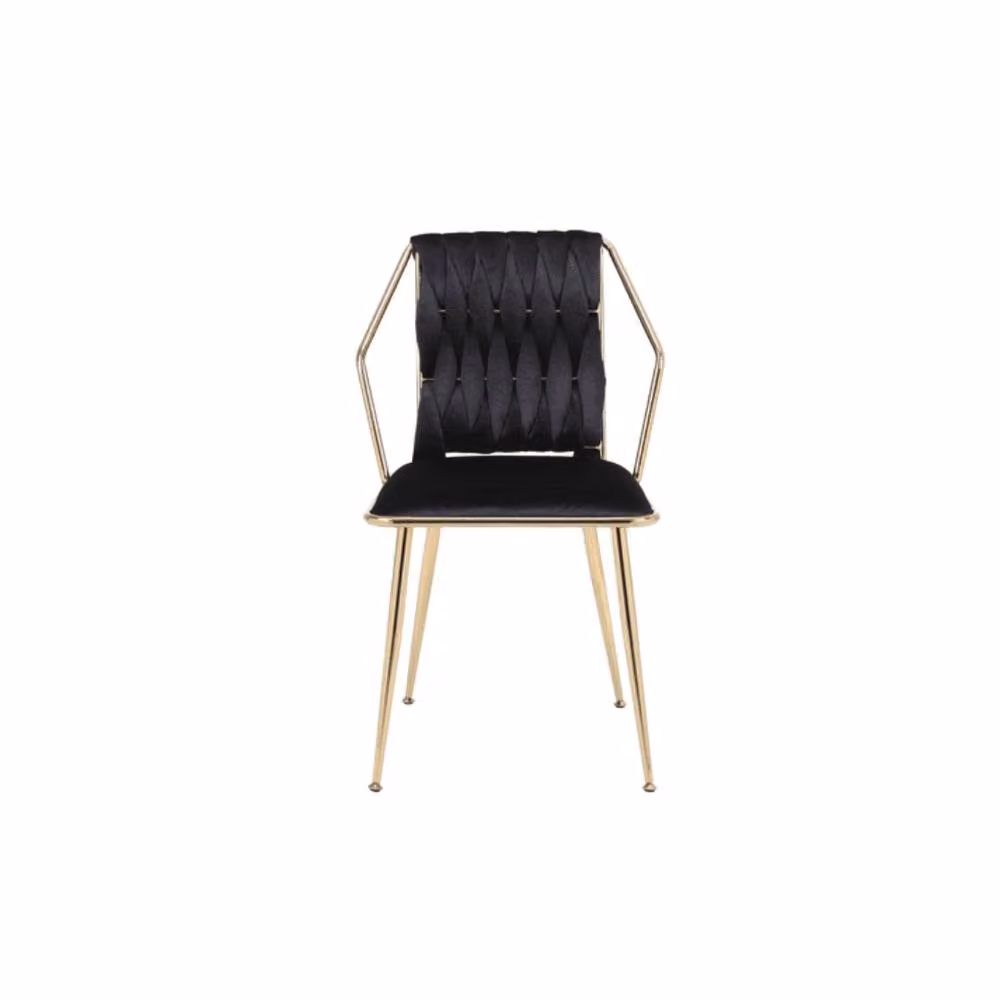 Home Luxe Interior Daisy Set of 2 Black and Gold Velvet Dining Chairs with Armrests – 2