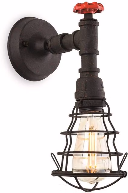 Firstlight Industrial Metal Wall Lantern in Black with E27 Bulb Holder