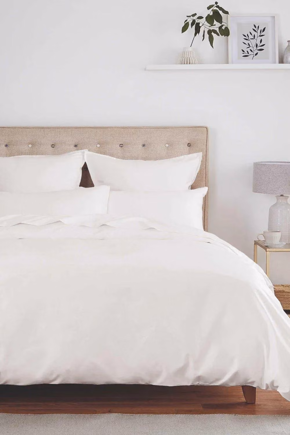 Murmur 1000 Thread Count White Cotton Fitted Sheet, 200 x 200 cm – 2