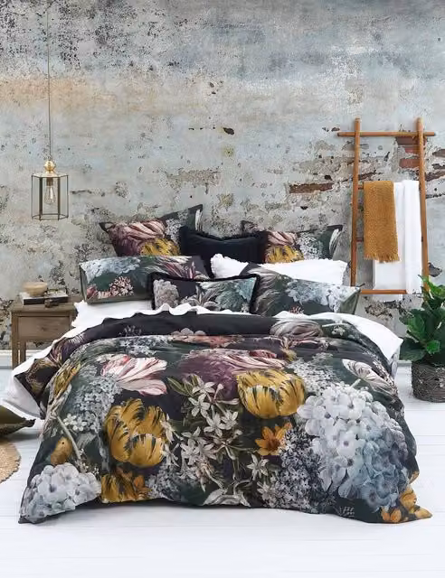 MM Linen Julia Pure Cotton Floral Bedding Set, Purple Mix, W: 180 cm x L: 200 cm